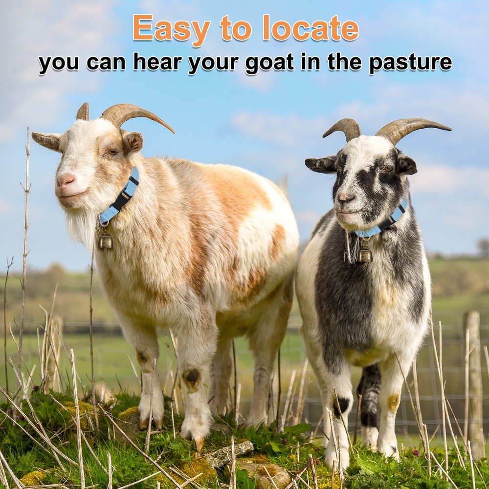 3-Pack Goat Collars with Bells, 13.8"-20.5" Polyester [Blue]
