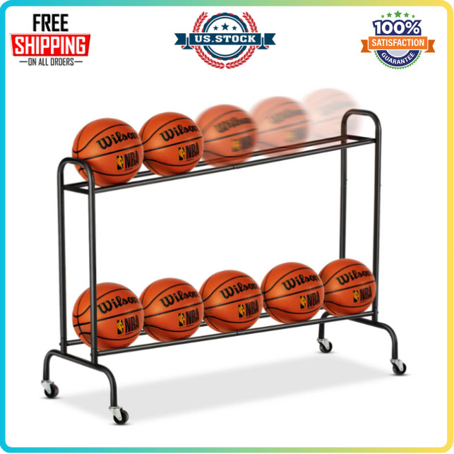 Basketball Rack Ball Storage Holder Shooting Training Rack with Wheels
