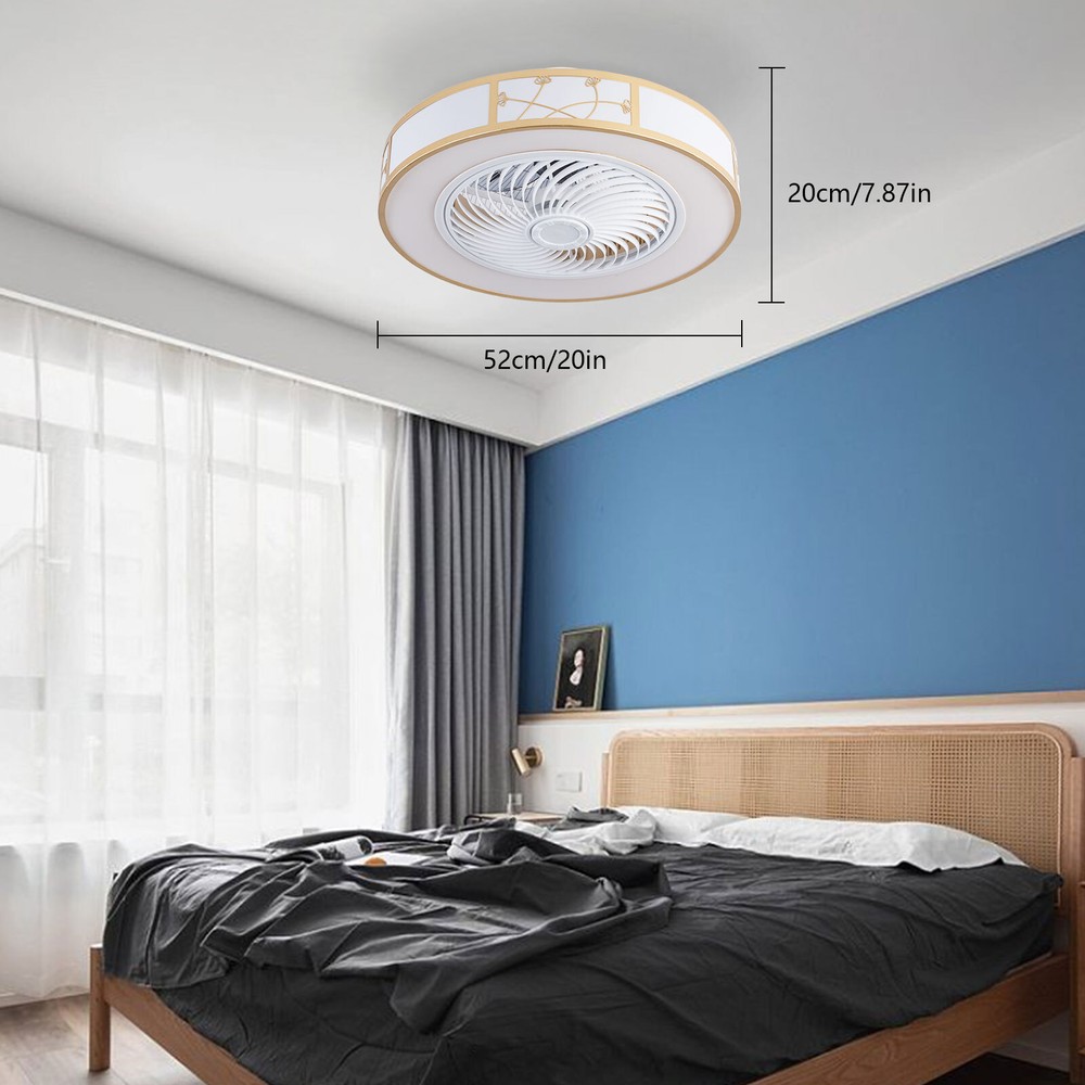 40W LED Ceiling Fan Light Caged Low Profile Ceiling Fan Lamp W/ Remote Control