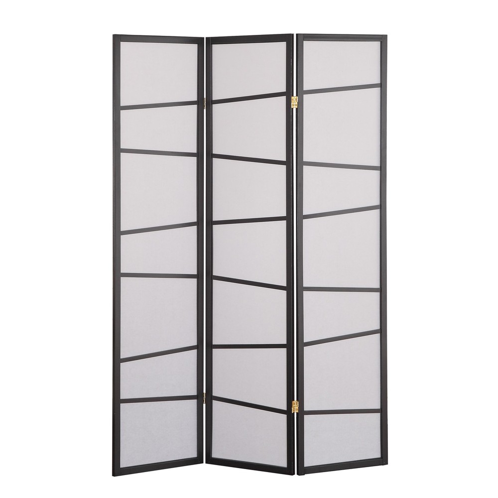 3-Panel Black Room Divider Screen, Modern Folding Privacy Partition for Home