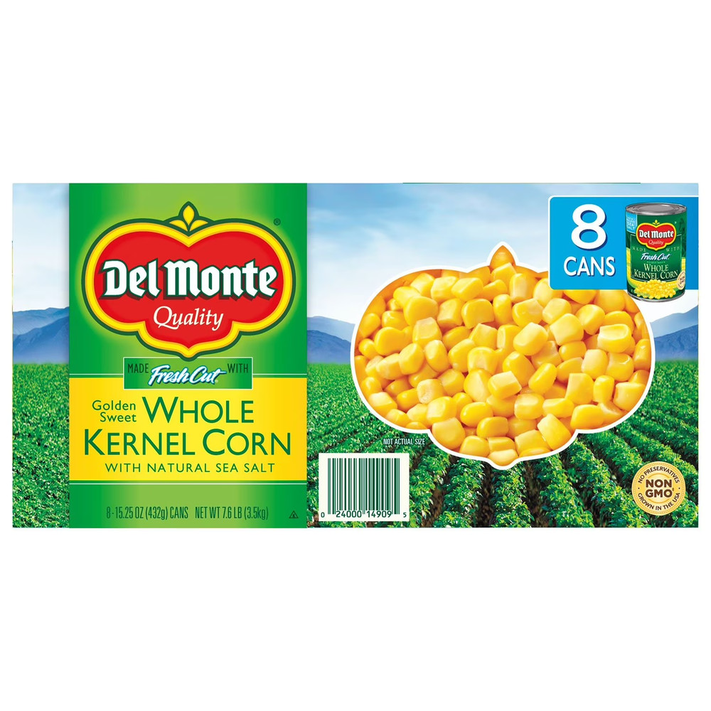 Del Monte Golden Sweet Whole Kernel Corn, 15.25 oz., 8 Pack