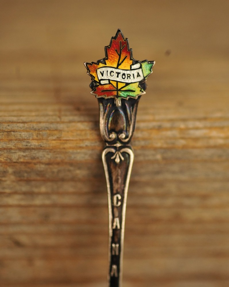 Victoria B.C. Canada Maple Leaf Sterling Silver Souvenir Spoon