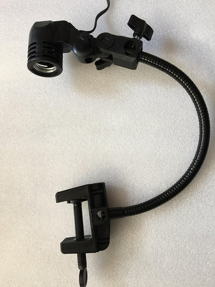 ADJUSTABLE LIGHT HOLDER AC E27 SOCKET GOOSENECK CLAMP / MOUNT, led clip on light