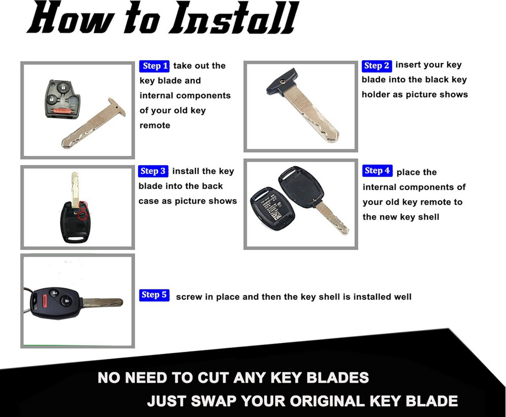 DIY Repair Kit For Honda 2003 - 2013 Models 3 Button Remote Key Shell Case