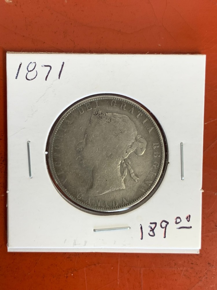 1871 "No H" Canada Silver Half Dollar 50C - Better Grade
