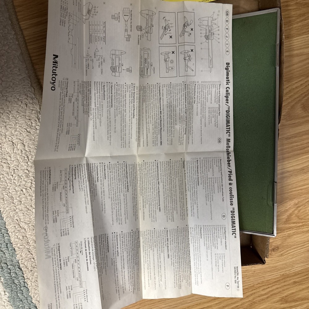 Mitutoyo Japan. - Empty Caliper Case with paperwork