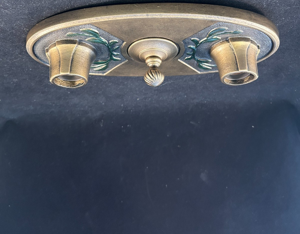 1920-30s Iron 2 Light Flush Mount Fixture