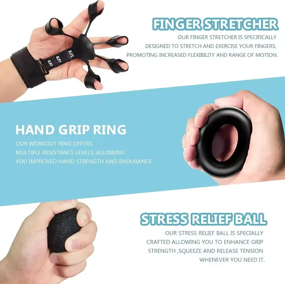 5pcs Grip Strength Trainer Kits Hand Gripper Strengthener Forearm