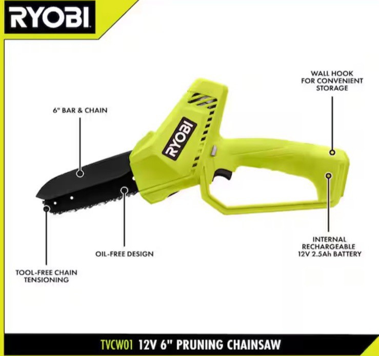 12V 6 In. Cordless Battery Compact Pruning Mini Chainsaw