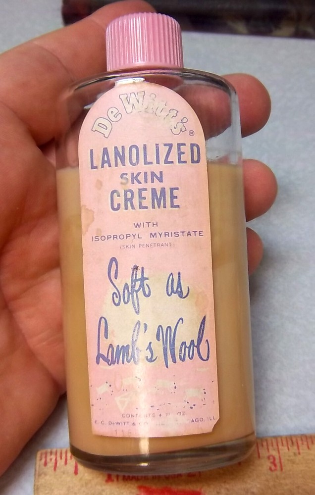 DeWitts Lanolized skin cream bottle, sample bottle, (contents are solid now)
