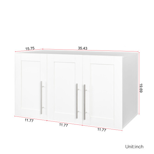 Stackable Wall Cabinet Wall Mounted Storage Cabinets W/ Adjustable Shelf 3 Doors