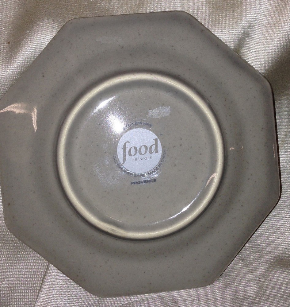 FOOD NETWORK "PROVENCE GREY" EGG CUP W/ ATTACHED SAUCER BEADED EDGE OCTAGONAL