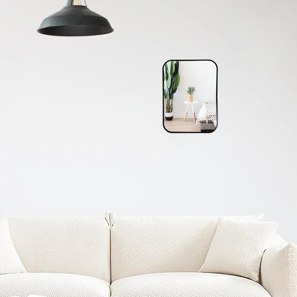 Aluminum Metal Framed Mirror with Rounded Corners, Rust Resistant, Wall Mount...