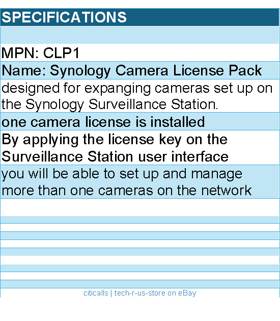 Synology CLP1 Accessory - One IP Camera License - Video Surveillance Software