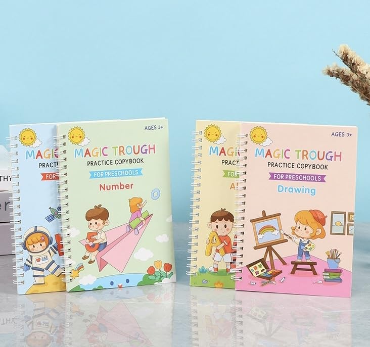 AALGO 4 Pc Magic Grooved Writing Practice for Kids - white