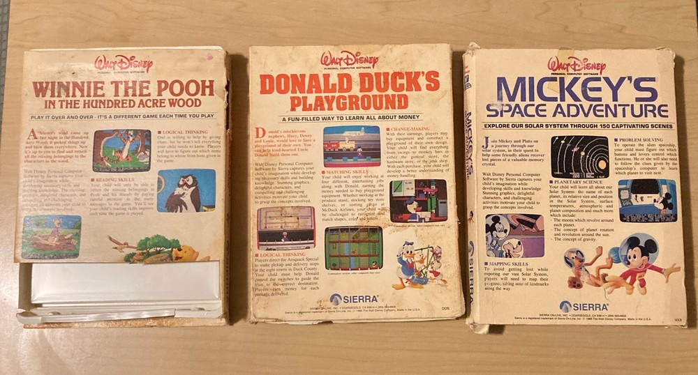 Vintage Tandy Games “Walt Disney Personal Computer Software.”
