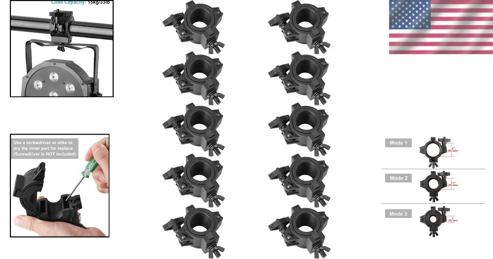 10-Pack Modern Stage Lighting Clamps - Secure and Versatile for Events