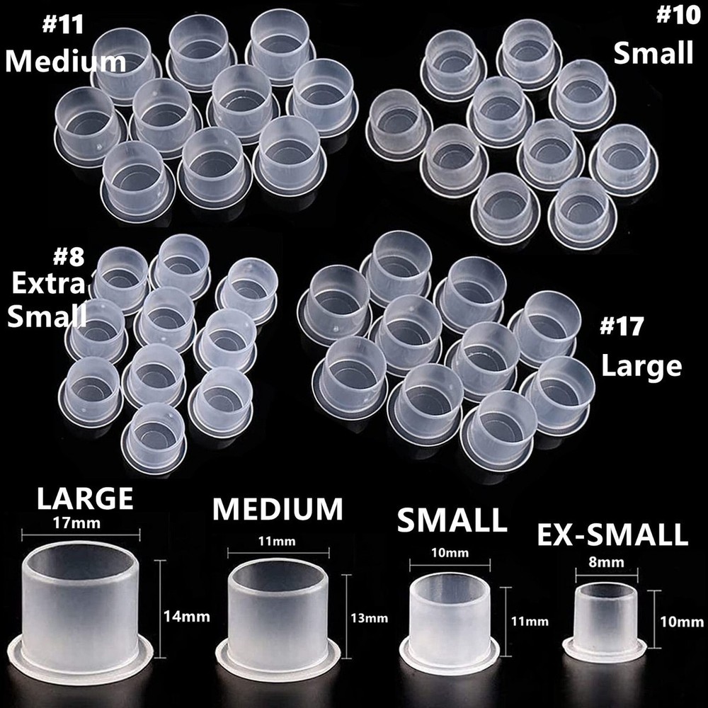 1000 Pcs Tattoo Ink Cups with Base Small , Medium, Large,Extra Large