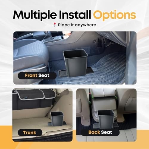 Car Trash Can for Vehicles Leakproof Compact Garbage Bin w/Stability Small Gray