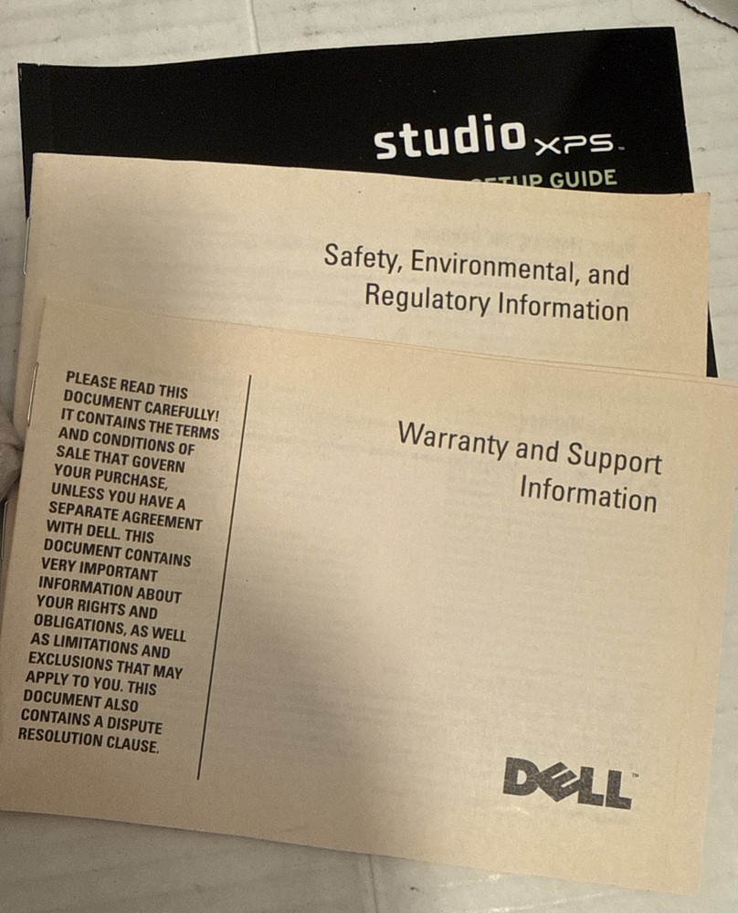Dell Studio XPS Restore Setup Guide with Drivers and Utilities 2008 Roxio McAfee