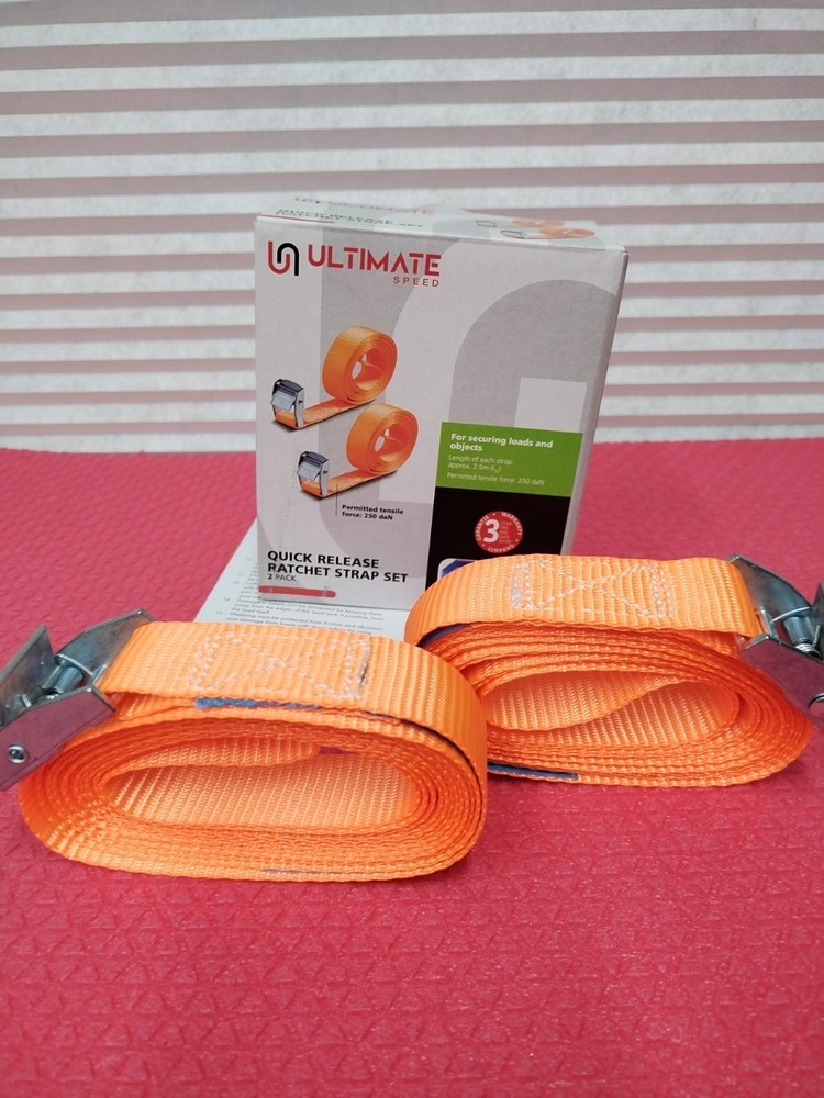 ULTIMATE SPEED TIDE & QUICK RELEASE RATCHET STRAP SET 2 PACK 2.5M 250daN 🚗🔩