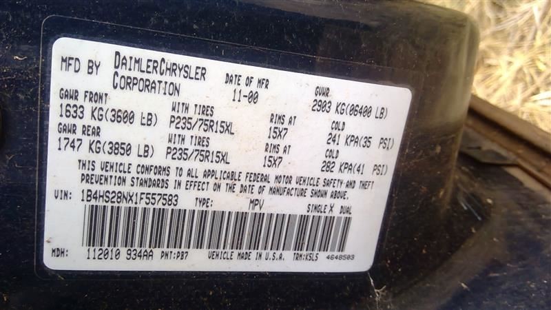Passenger Side View Mirror Power Fixed 5x7" Fits 01-03 DURANGO 202039