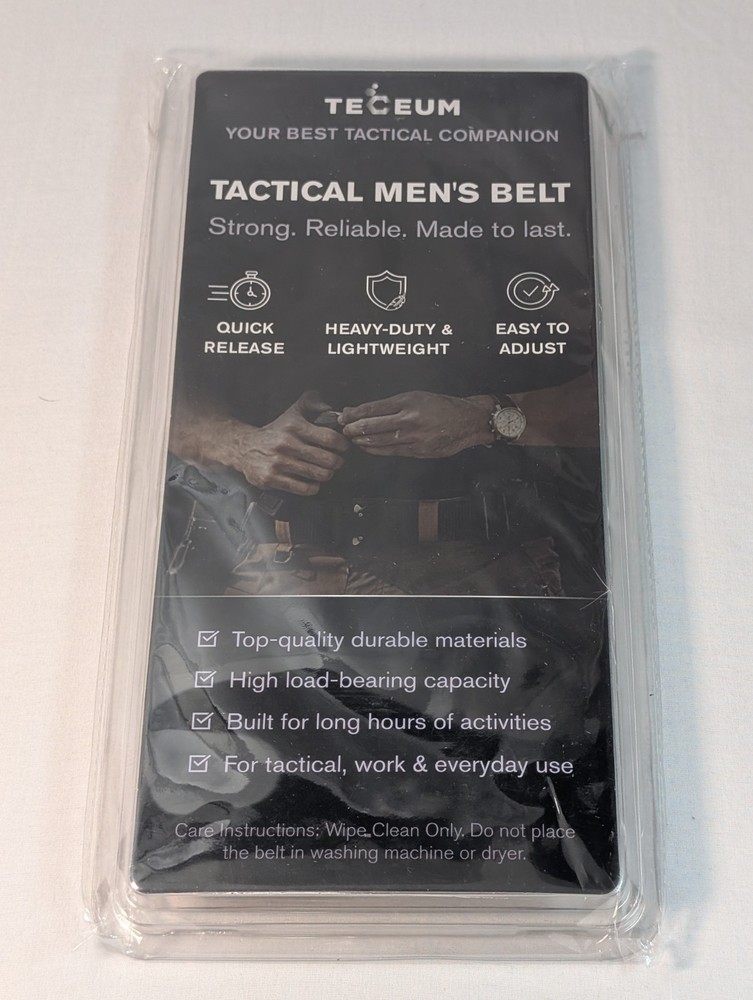Teceum Tactical Men’s Belt – Quick Release Buckle – Medium Black – New