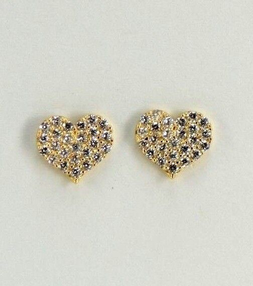 14K White Yellow Gold Heart Shape CZ Stud Earrings