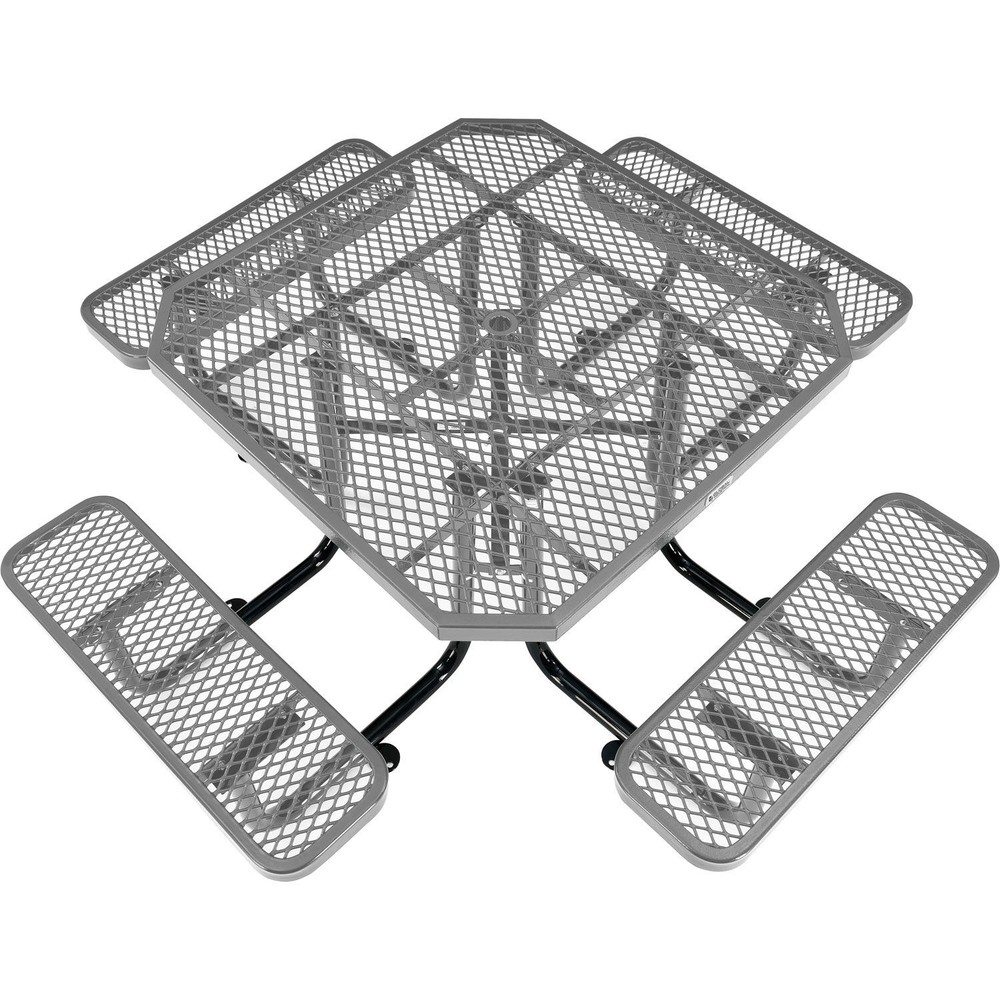 Global Industrial 46" Octagonal Picnic Table Expanded Metal Gray