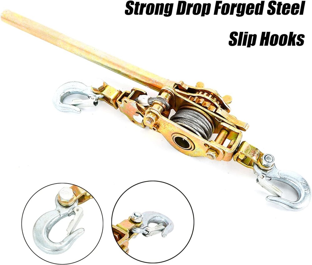 2 Ton Hand Puller Heavy Duty Winch Pull Hoist Come Along Cable Lever 2 Hooks