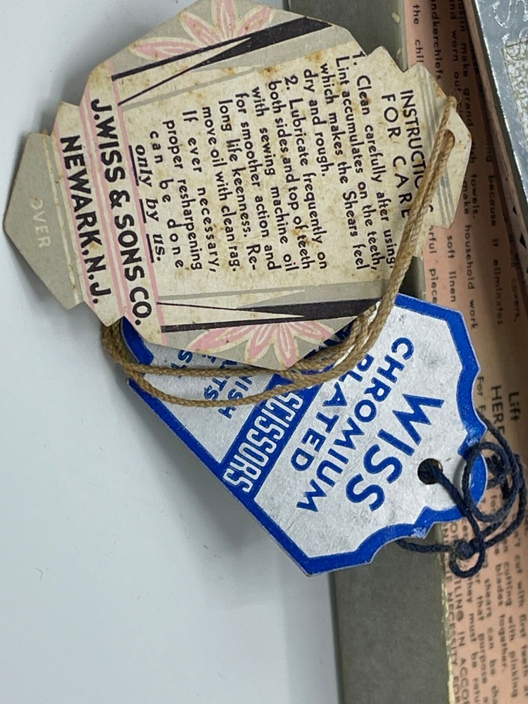 Vintage Wiss Chromium Plated Scissors 9" Pinking Sharp Box Tags