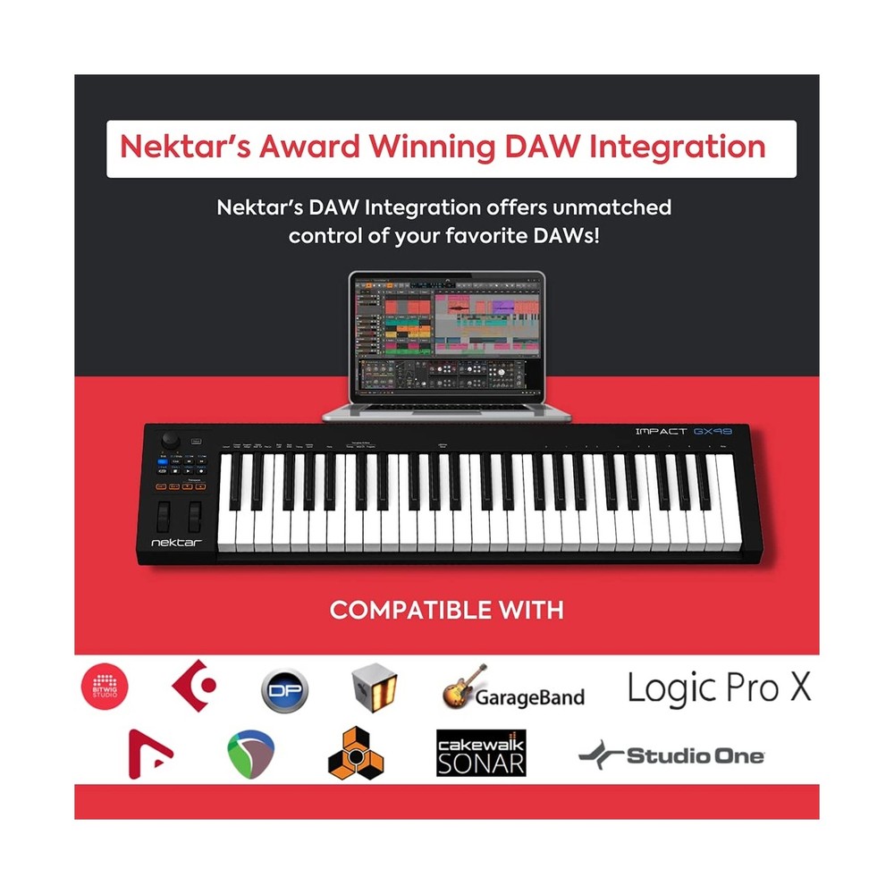 Nektar Impact GX49 | USB MIDI Controller Keyboard with Nektar DAW Integration...