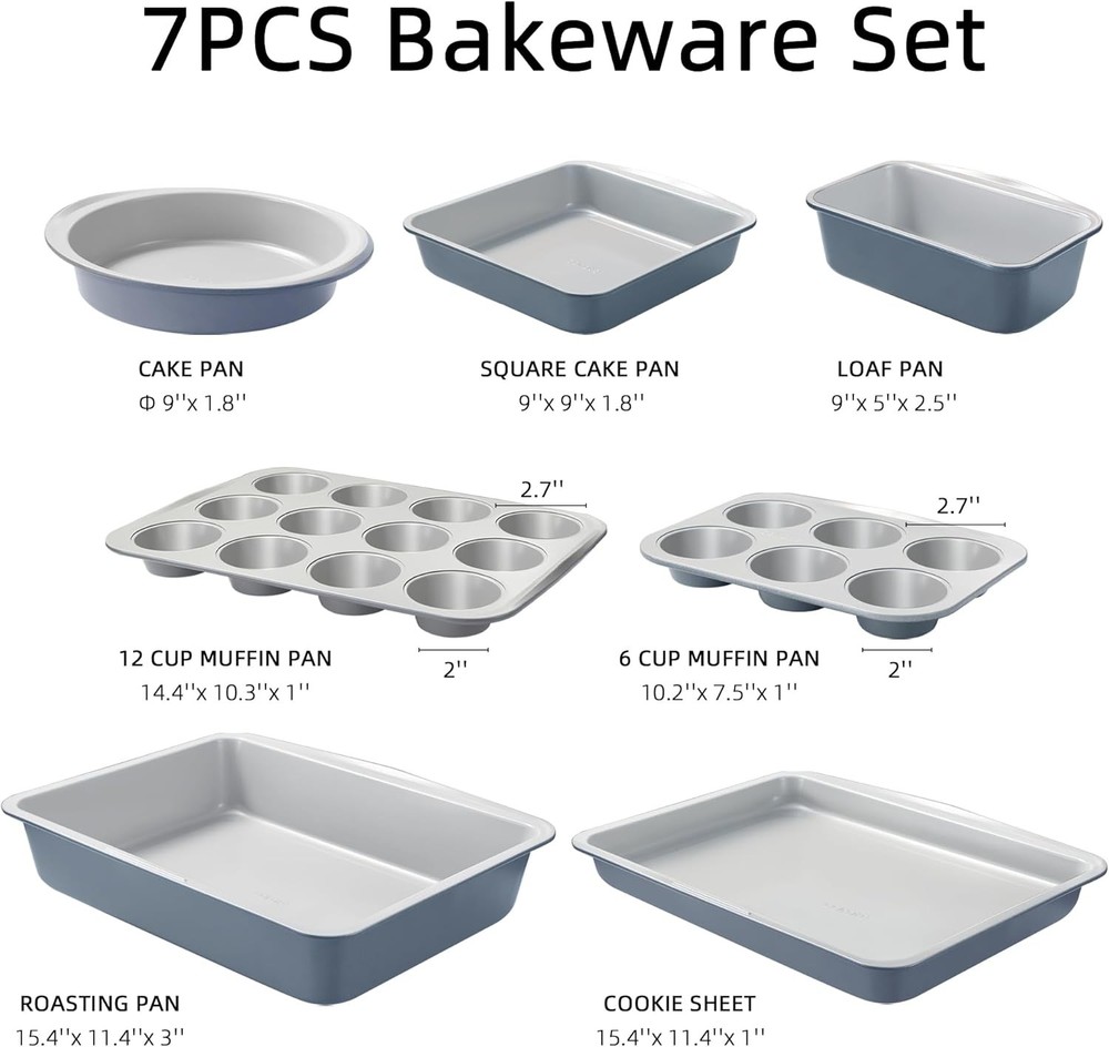 7Pc Nonstick Stackable Baking Pans Set Bakeware Sets Including Cookie Sheets New