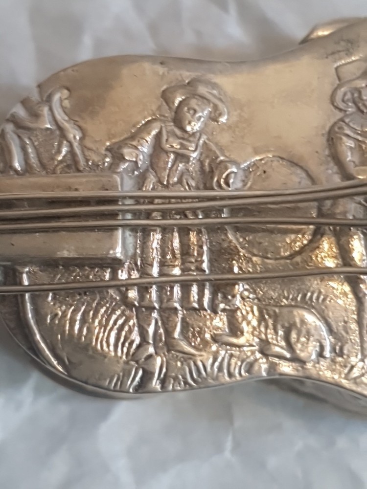 Antique 1903 Barr Moering London Import Hanau Solid Silver Cello/Guitar Pill Box
