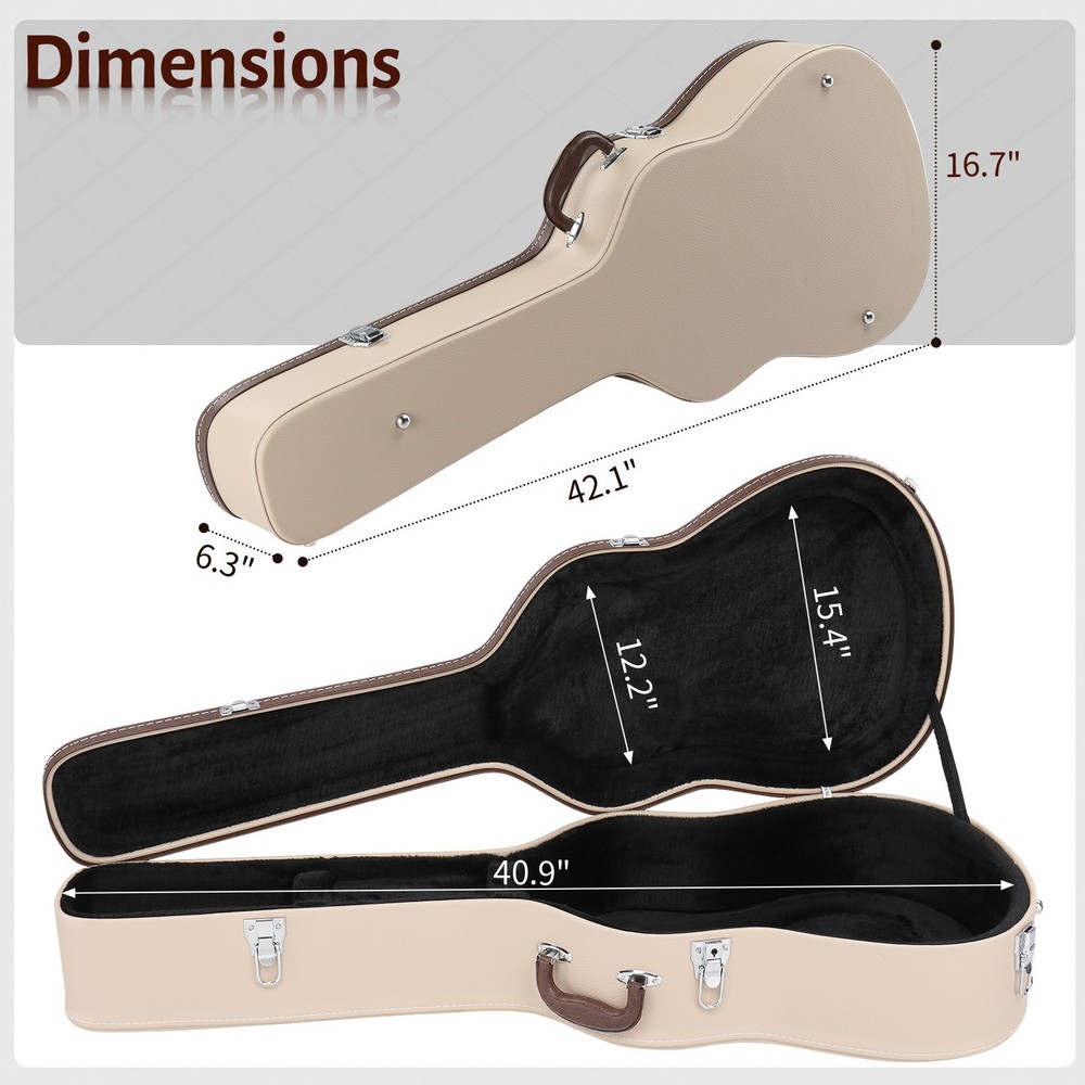Glarry 39" Acoustic Classical Guitar Hard Case Box Hardshell Hard Case