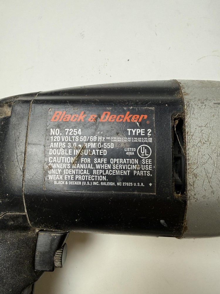 Tested Black & Decker 1/2 in Drill 7254 Type 2 Variable Speed Reversing 120V
