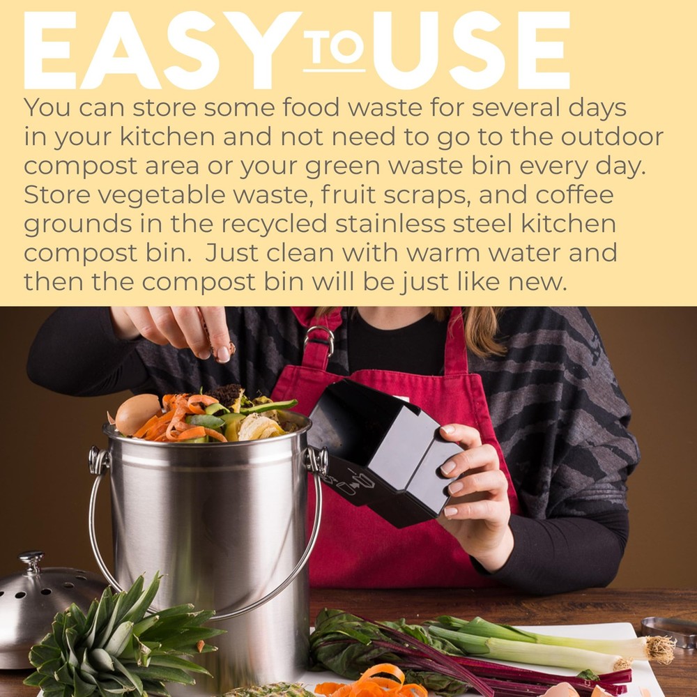 Countertop Compost Bin Kitchen | 1.3 Gallon | Odorless Composting Bin with Ca...