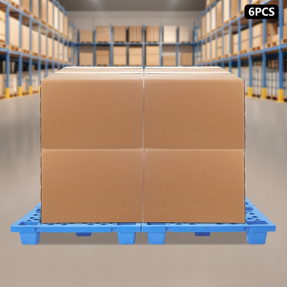 6Pcs Interlocking Storage Plastic Pallets Rectangular Pallets 100kg/220.46lbs