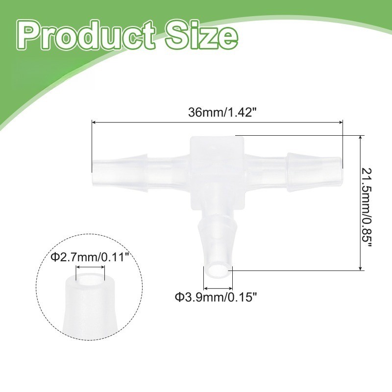 6pcs Plastic Barb Fitting, 5/32"x5/32" t Shape Tee Pipe Fitting, Clear