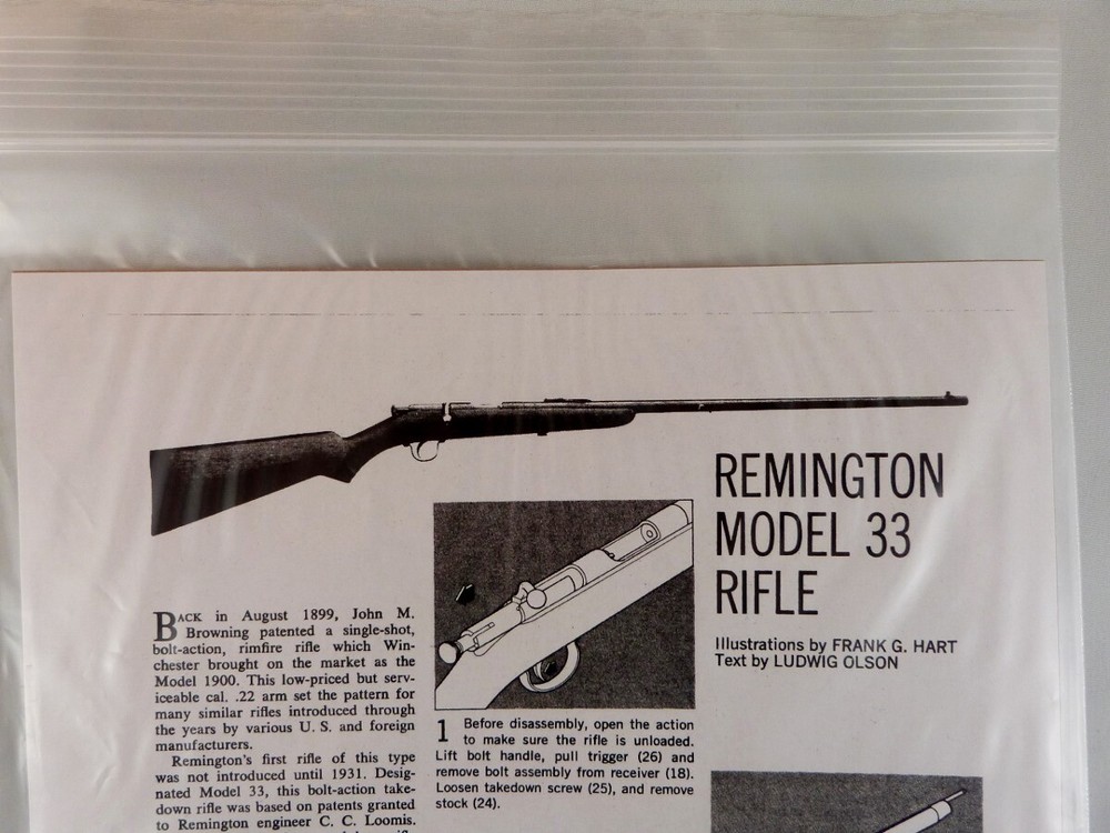 REMINGTON MODEL 33 RIFLE BREAK DOWN INSTRUCTION KIT