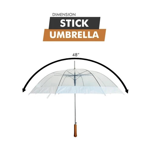 Umbrella ~Clear ~ with white ring!~48" Across ~Rip-Resistant ~Auto Open - Light