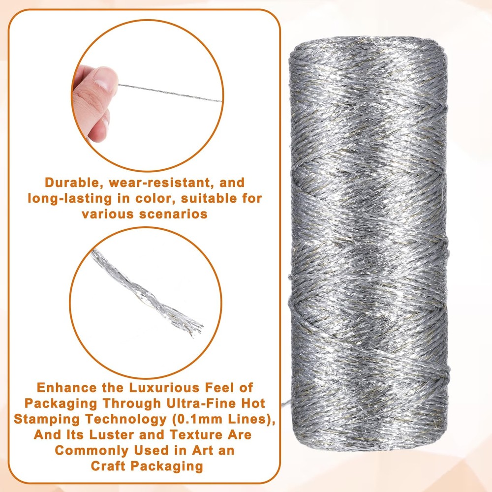 110 Yards Silver String for Ornaments, Silver String for Crafts, Non Stretch ...
