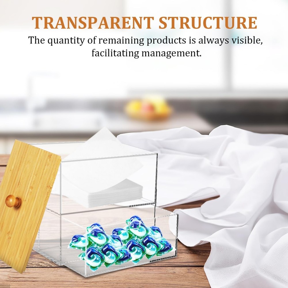 Laundry Pod Containers Acrylic Dryer Sheet Holder Stackable Laundry Room Orga...