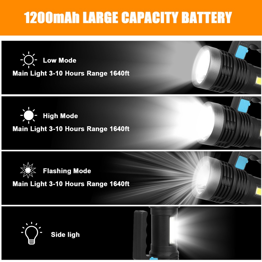 Super Bright LED Searchlight Portable Rechargeable Spotlight Handheld Flashlight