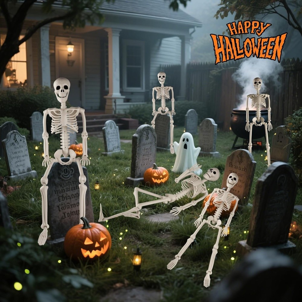2pc Halloween Skeleton 3 ft Human Skeleton Full Body Posable Joints Skeleton