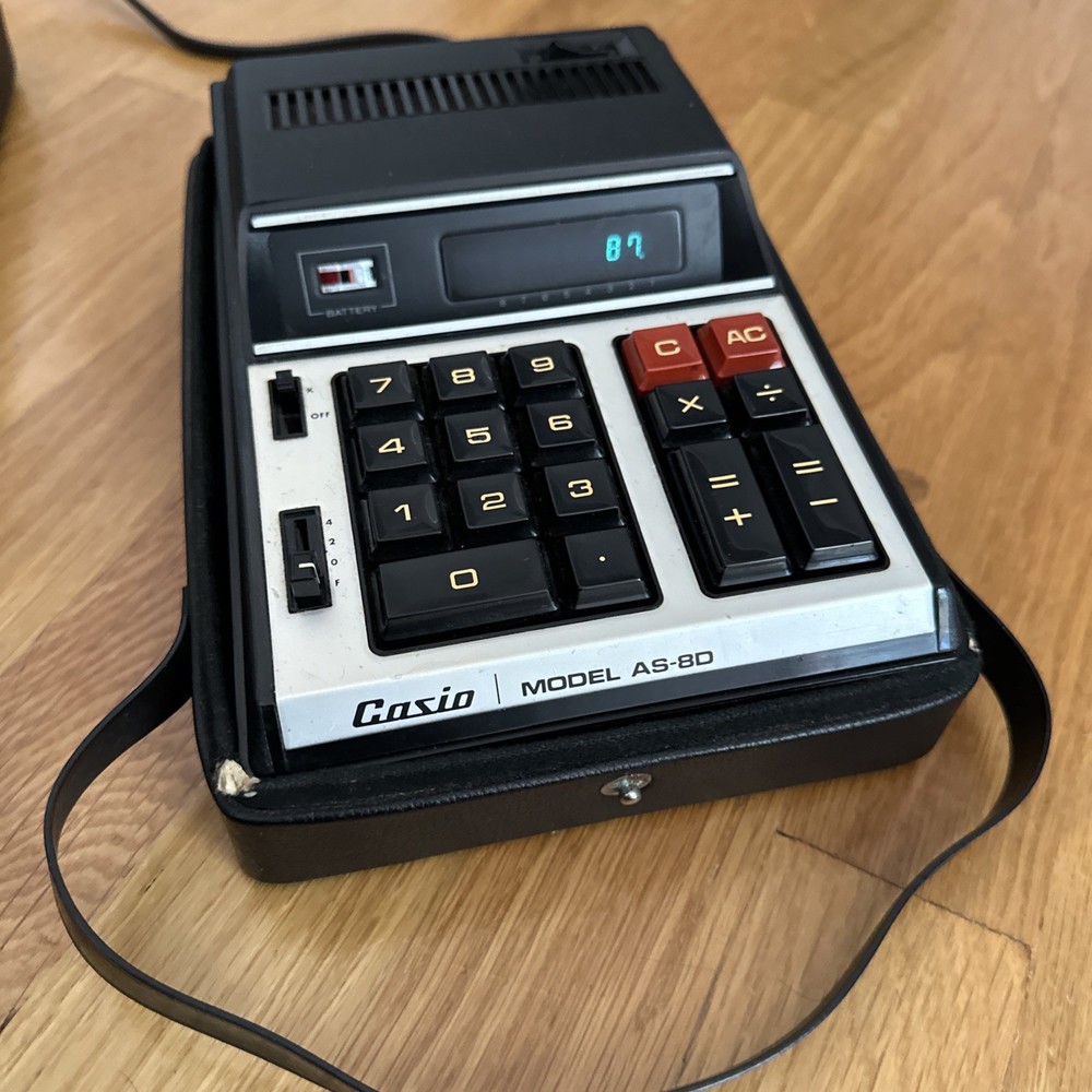 Casio Model AS-8D Vintage Calculator/Adding Machine tested with case
