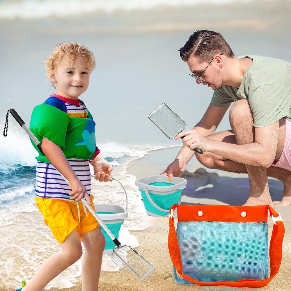 6 Pack Shelling Tools - Seashell Bag, Shark Tooth Sifter Shovel Sand Scoop