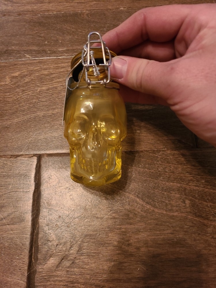 Skull 100ml Colored Glass Airtight Container Yellow
