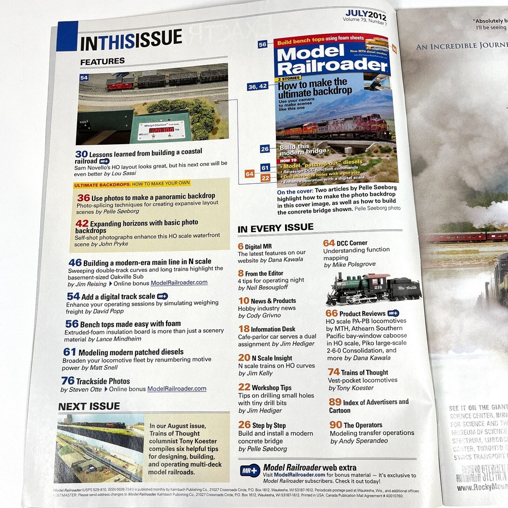 Model Railroader JUL 2012 Make Ultimate Backdrop Build Modern Bridge Track Scale