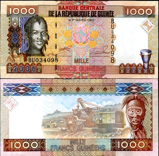 Guinea 1000 Francs 2006 P 40 UNC